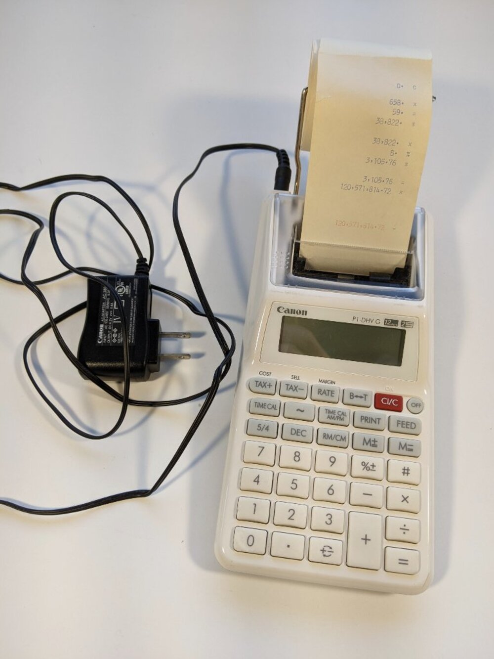 Canon P1-DHV G 2-Color Printing Calculator, 12 Digits with Power Adapter TESTED